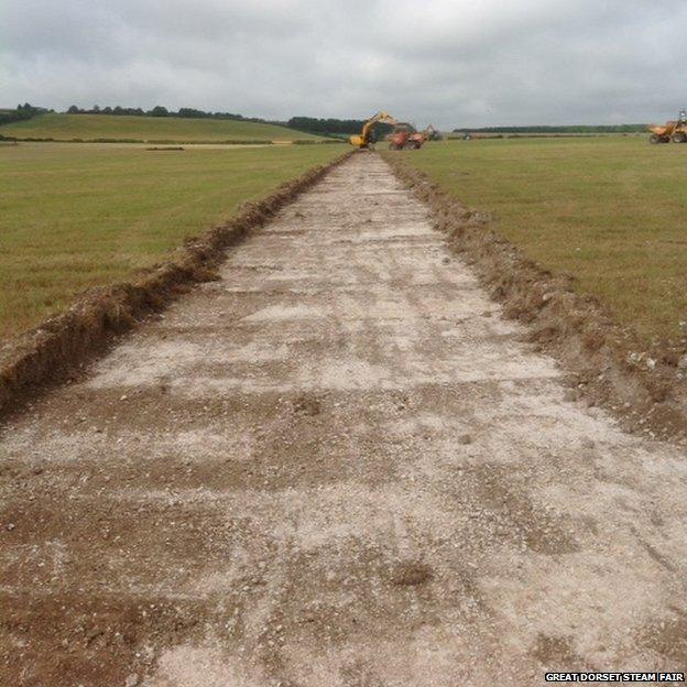 Road building at the Great Dorset Steam Fair site