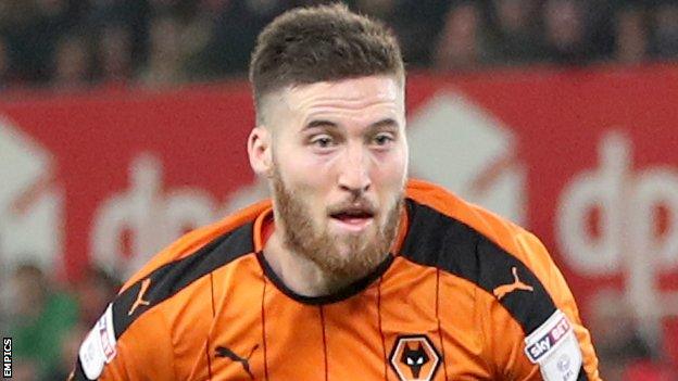 Wolves full-back Matt Doherty chases the ball during an FA Cup match at Stoke City