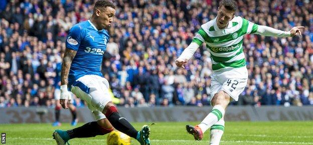 Callum McGregor scores against Rangers