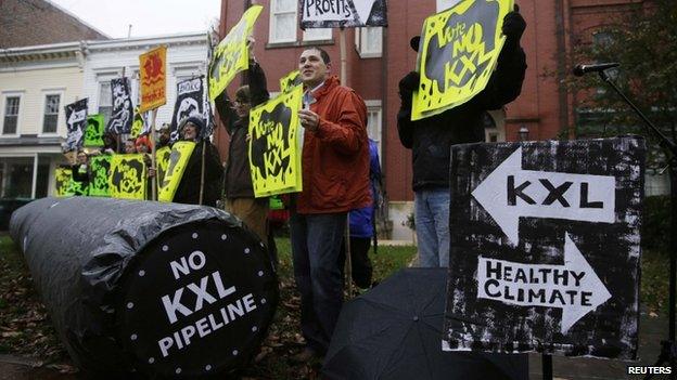 Climate advocates protested in Washington on 17 November 2014