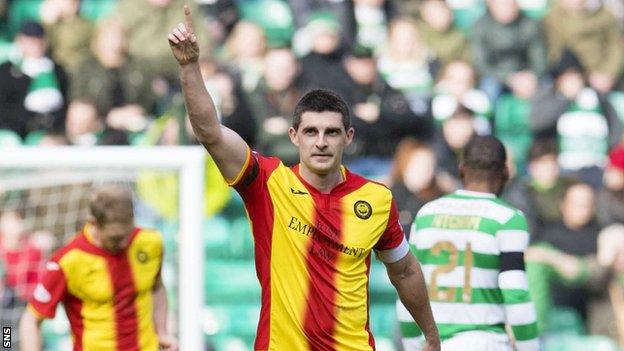 Partick Thistle striker Kris Doolan celebrates scoring against Celtic