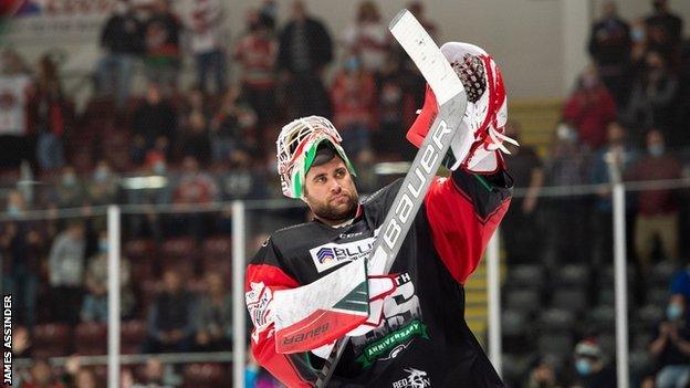 Cardiff Devils netminder Mac Carruth with 22 saves was named man of the match against Coventry Blaze