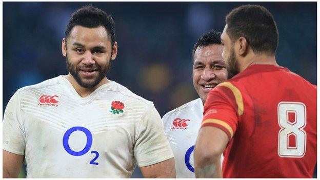 Billy Vunipola, brother Mako and Taulupe Faletau after England's win over Wales on Saturday