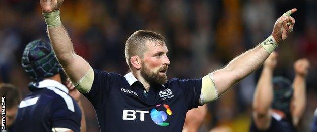 John Barclay celebrates as Scotland beat Australia