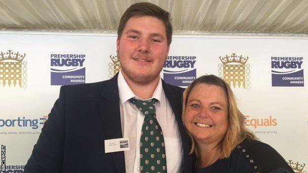 Ben Nutt, winner of the BreakThru Achiever award, with mum Joanne.