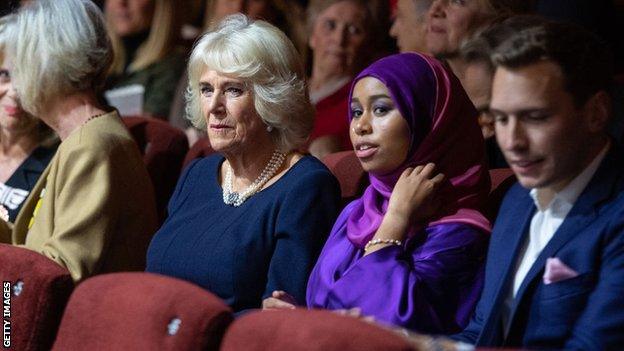 Camilla Parker Bowles, Khadijah Mellah and Oli Bell