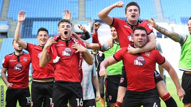 Morecambe players celebrate