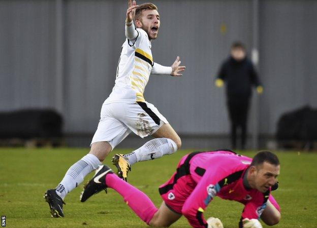 Dumbarton's Ally Roy celebrates his goal