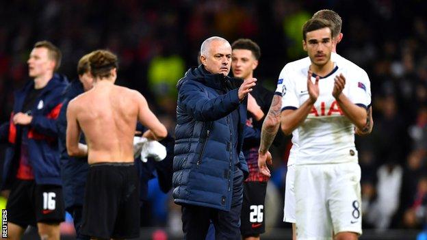 Tottenham manager Jose Mourinho (centre)