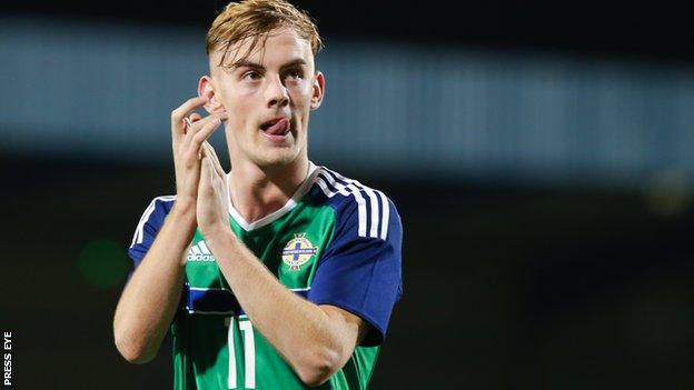 Mark Sykes in action for Northern Ireland under-21s