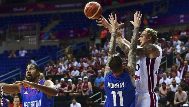 Kieron Achara and Gareth Murray playing basketball for GB