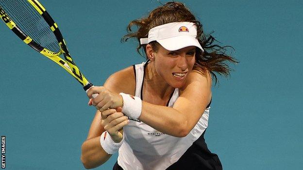 Johanna Konta makes a shot