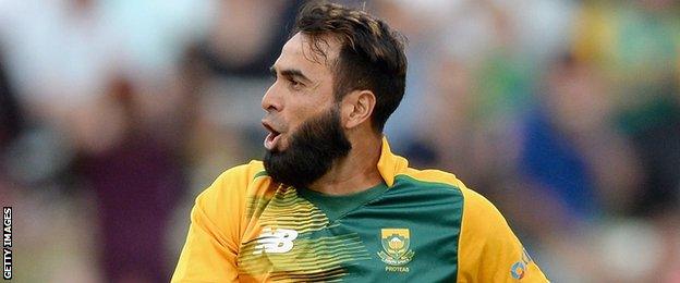 South Africa's Imran Tahir celebrates