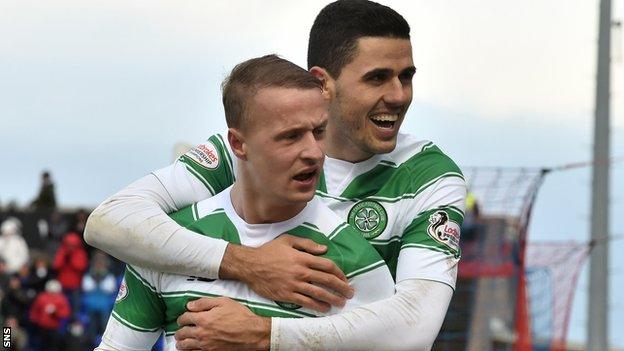 Celtic's Leigh Griffiths and Tom Rogic celebrate