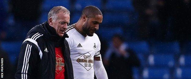 Swansea's former head coach Alan Curtis and Ashley Williams