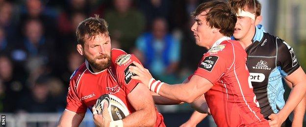 John Barclay playing for Scotland against Scarlets