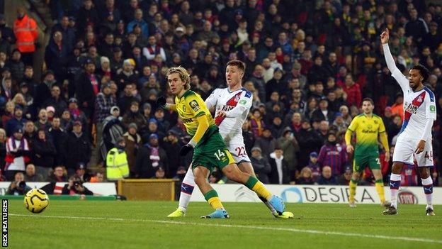 Todd Cantwell scores for Norwich against Crystal Palace