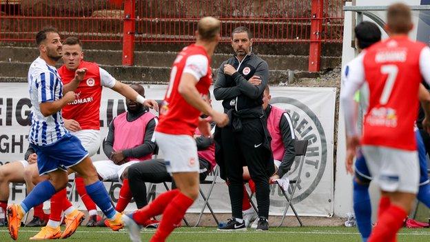 Tiernan Lynch watched his Larne side in action against St Joseph's of Gibraltar