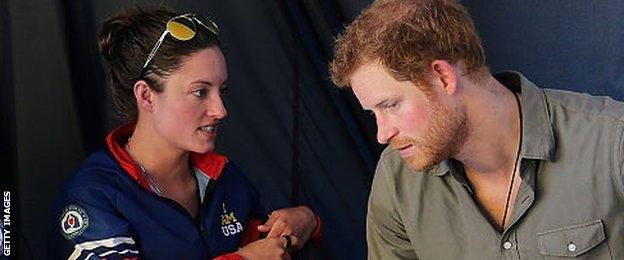 Elizabeth Marks chats to Prince Harry at the 2016 Invictus Games