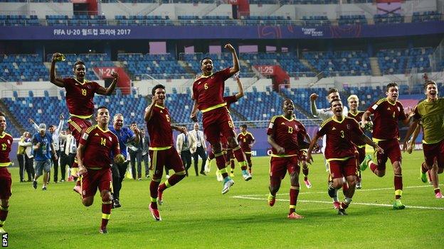 Venezuela's players celebrate