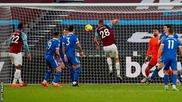 Tomas Soucek scores for West Ham