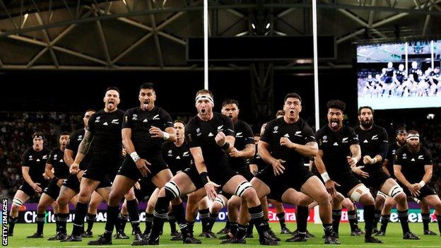 New Zealand players perform the haka