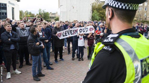 Hearts fans protest outside Tynecastle