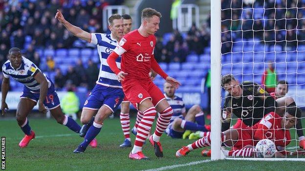 Yakou Meite nudges in Reading's opening goal against Barnsley