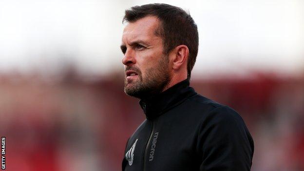 Stoke boss Nathan Jones on the sidelines