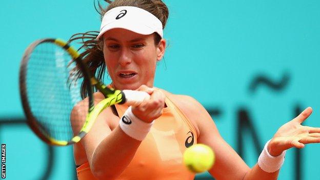 Johanna Konta in Madrid Open action