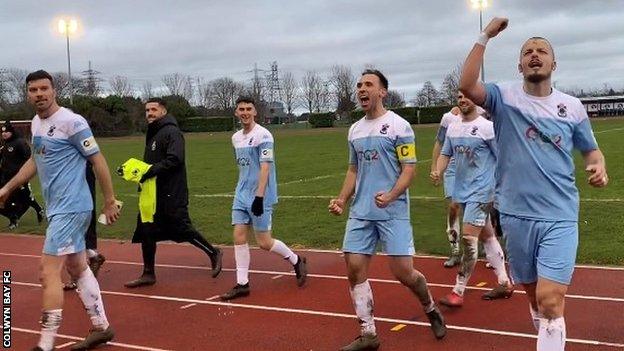 Colwyn Bay players celebrate their win