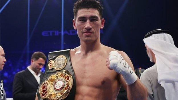 Dmitry Bivol holds his WBA light-heavyweight title