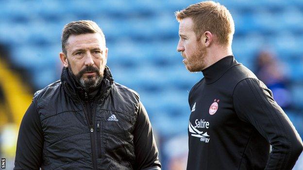 Aberdeen manager Derek McInnes and striker Adam Rooney