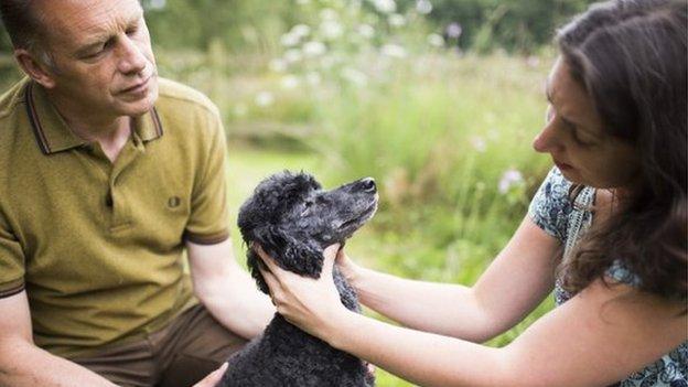 Christ Packham and Lyme disease sufferer Sarah Bignell and dog