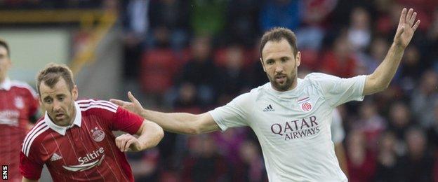 Niall McGinn playing for Aberdeen against Fola Esch