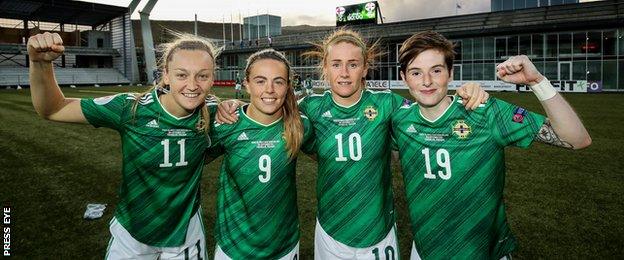 Lauren Wade, Magill, Rachel Furness and Kirsty McGuinness all scored in September's win in the Faroe Islands