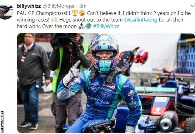 Billy Monger on Twitter