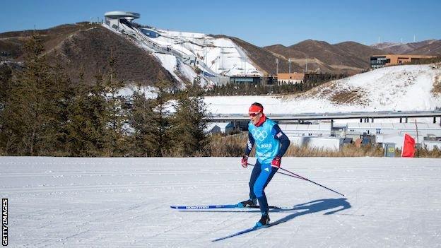 Andrew Musgrave on the Olympic course in Zhangjiakou