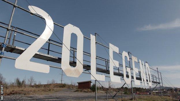 Kristiansund, view of sign that reads: 20Legend