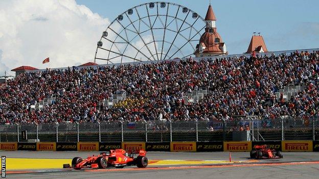 Sebastian Vettel leads Ferrari team-mate in the first stint of the race