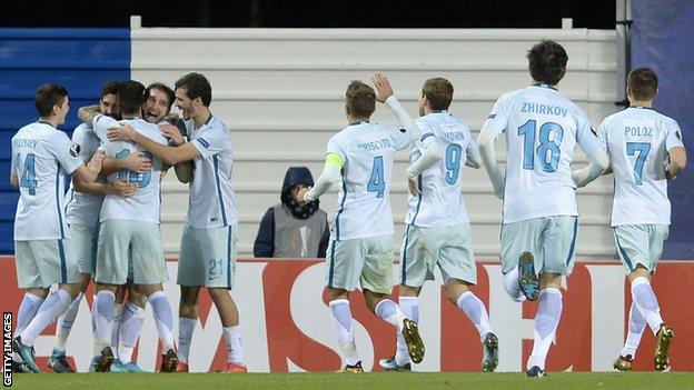 Zenit St Petersburg players celebrate