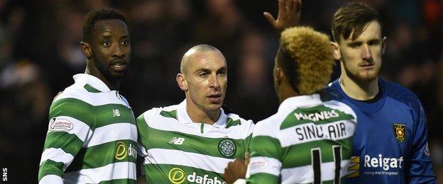 Moussa Dembele (left), Scott Brown and Scott Sinclair