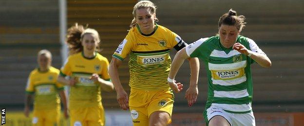 Yeovil's Lucy Quinn (right)