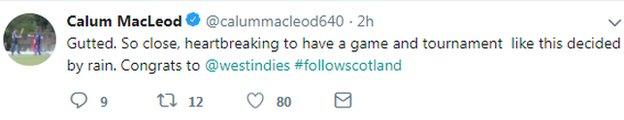 Scottish batsman Calum MacLeod on Twitter