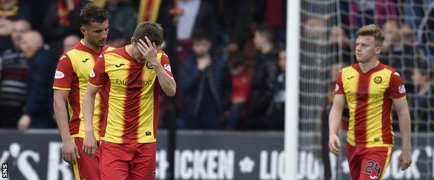 Partick Thistle players during the match with Livingston