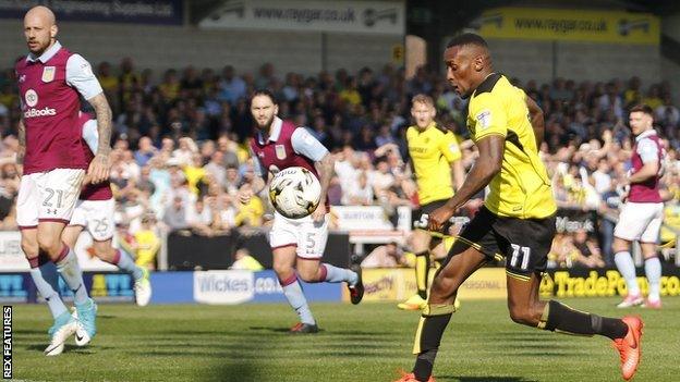 Lloyd Dyer scored Burton Albion's equaliser after 61 minutes against Aston Villa