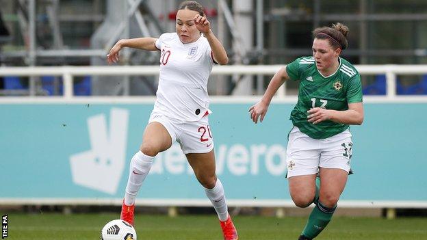 Ebony Salmon playing in a friendly against Northern Ireland