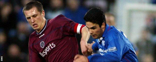 Mikel Arteta (right) in action for Rangers