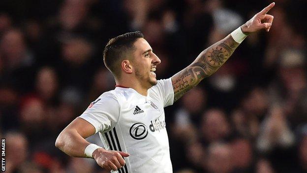 Anthony Knockaert celebrates his opening goal for Fulham against Aston Villa