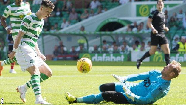 Celtic winger Michael Johnston scores in a friendly against Standard Liege